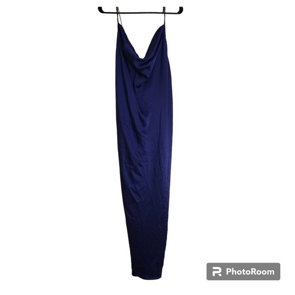 Vatanika Royal Blue Draped Backless Slip Dress Size 8 - Picture 3 of 8